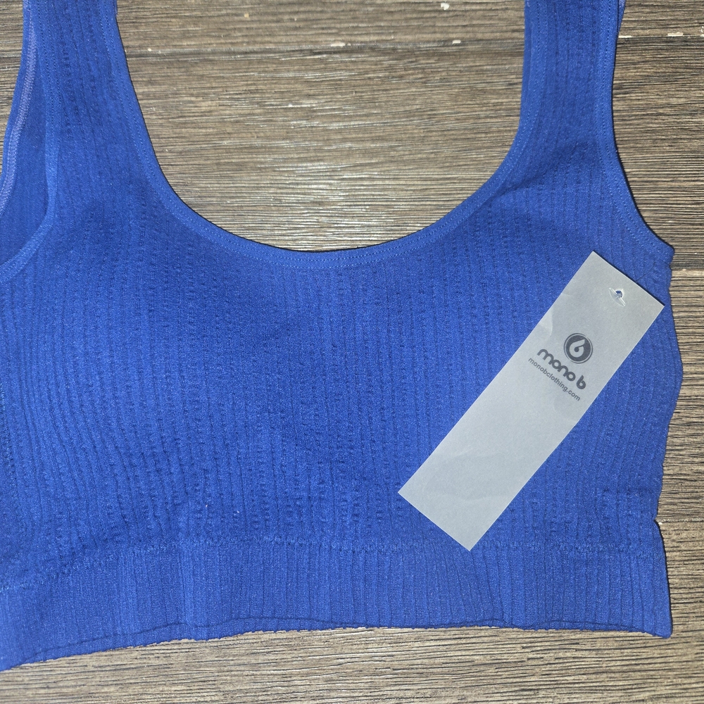 Mono B Blue Ribbed Tank Top